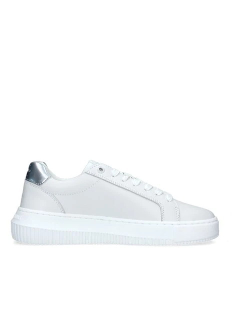 SNEAKERS BASSE CHUNKY CUPSOLE CON TALLONE ARGENTO DONNA BIANCO