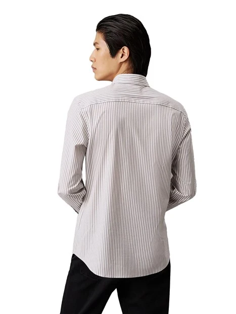 CAMICIA IN POPELINE DI COTONE MISTO UOMO BIANCO