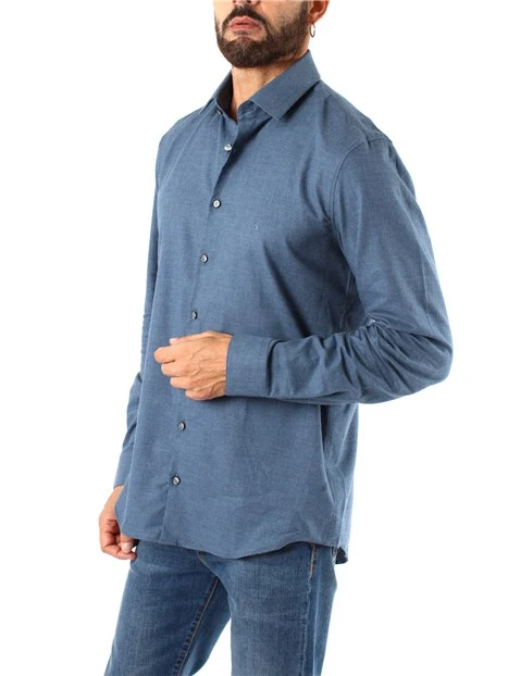 CAMICIA CON LOGO CK RICAMATO UOMO BLU JEANS