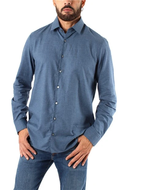 CAMICIA CON LOGO CK RICAMATO UOMO BLU JEANS