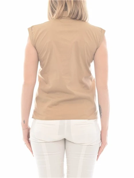 CAMICIA SENZA MANICHE IN POPELINE DI COTONE DONNA BEIGE