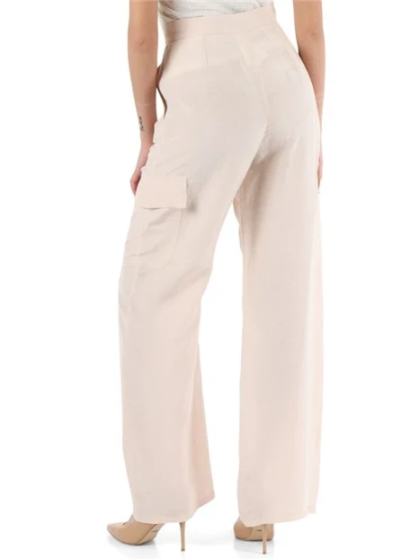 PANTALONI CARGO IN MISTO LINO DONNA BEIGE