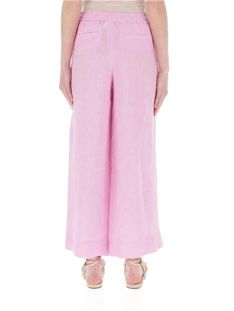 PANTALONI PALAZZO IN PURO LINO DONNA ROSA