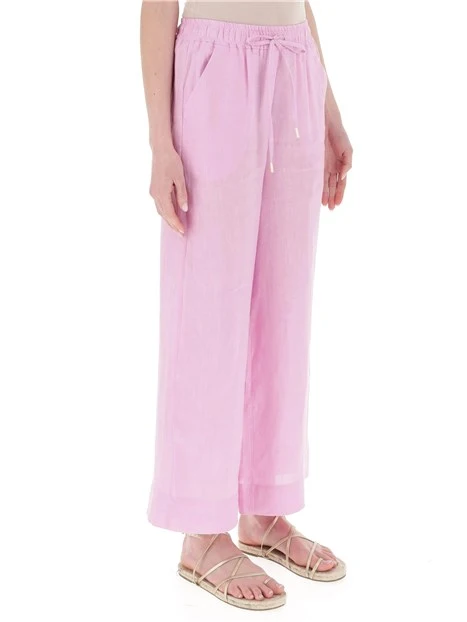 PANTALONI PALAZZO IN PURO LINO DONNA ROSA