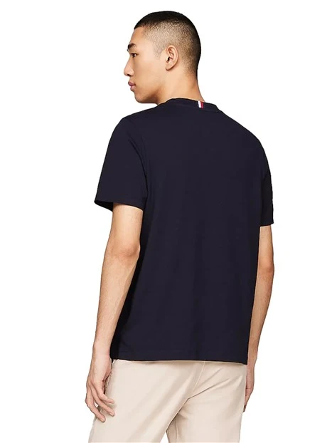 T-SHIRT MANICA CORTA IN COTONE CON TASCHINO E LOGO UOMO BLU