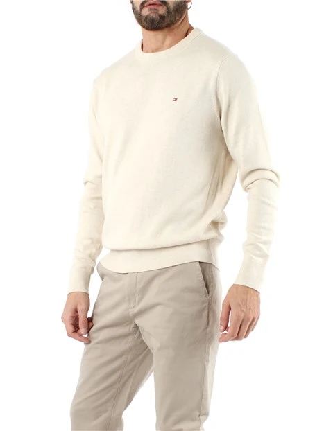 MAGLIA GIROCOLLO IN COTONE E CASHMERE UOMO BIANCO