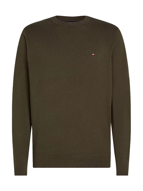 MAGLIA GIROCOLLO IN COTONE E CASHMERE UOMO VERDE