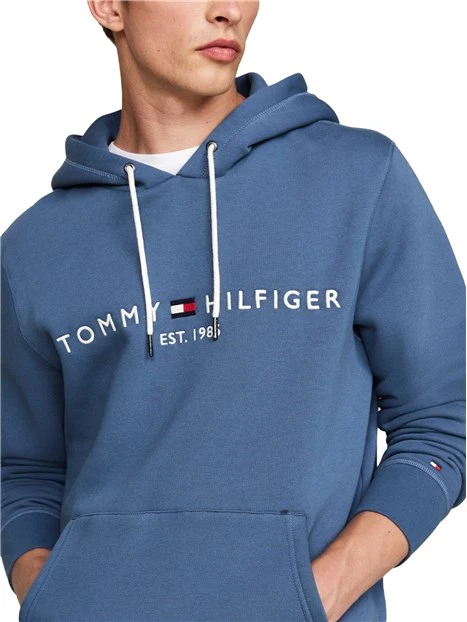 FELPA CON CAPPUCCIO CON LOGO STAMPATO UOMO BLU