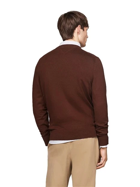 MAGLIA GIROCOLLO IN COTONE E CASHMERE UOMO MARRONE