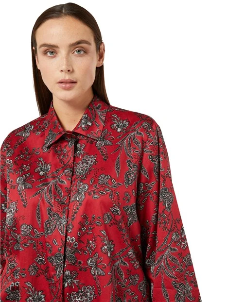 CAMICIA IN PURO COTONE CON FANTASIA FARFALLA DONNA ROSSO