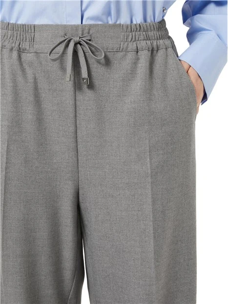 PANTALONI PALAZZO IN TRAMA MONOELASTICA MISTO VISCOSA DONNA GRIGIO