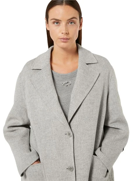 CAPPOTTO LUNGO IN MISTO LANA VERGINE DONNA GRIGIO