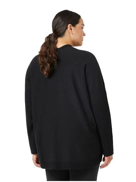 MAGLIA SCOLLO A V IN MISTO LANA VERGINE DONNA NERO