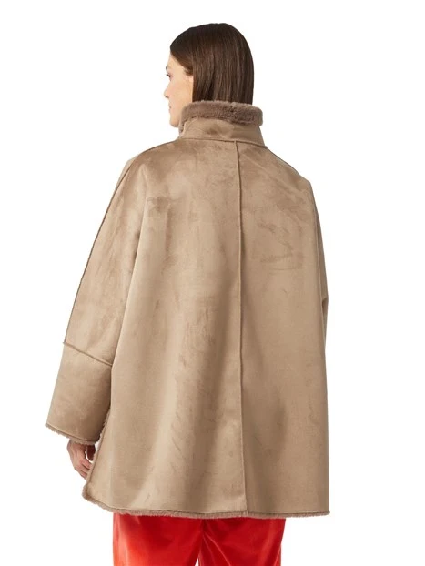 CAPPOTTO CORTO SCAMOSCIATO E COLLO ALTO DONNA BEIGE