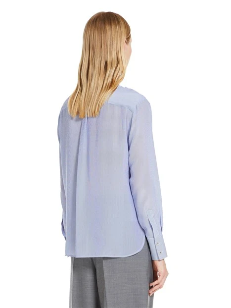 CAMICIA IN CREPE DE CHINE PURA SETA DONNA CELESTE