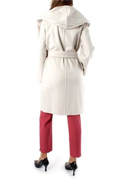 CAPPOTTO CORTO CON CAPPUCCIO IN PURA LANA DONNA BEIGE