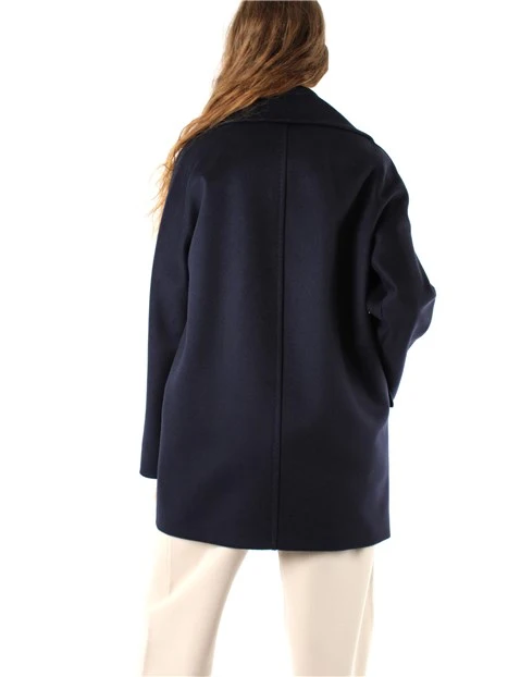 CAPPOTTO CORTO IN PURA LANA E MELANGE DONNA BLU