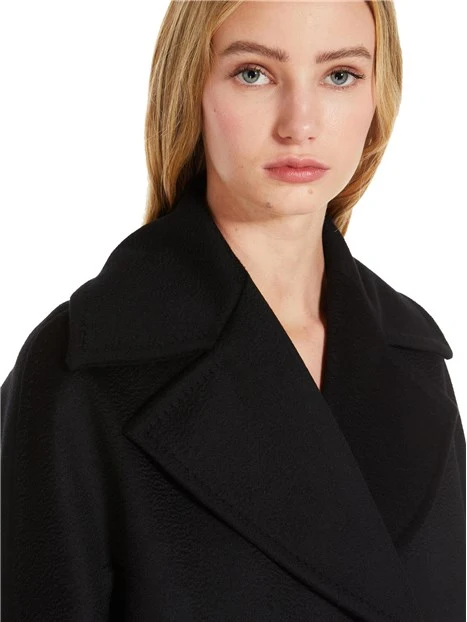 CAPPOTTO CORTO IN PURA LANA E MELANGE DONNA NERO