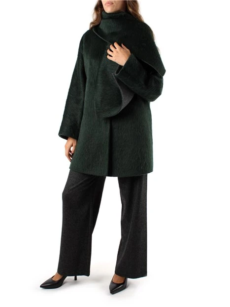 CAPPOTTO CORTO MISTO LANA E ALPACA DONNA VERDE