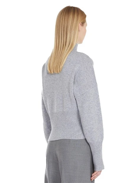 MAGLIA DOLCEVITA IN MISTO CASHMERE CON FANTASIA GEOMETRICA DONNA GRIGIO