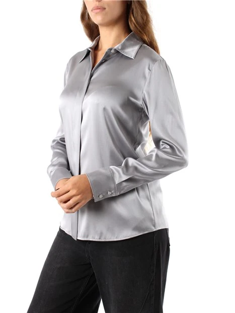 CAMICIA MISTO SETA IN TRAMA LAVATO DONNA GRIGIO