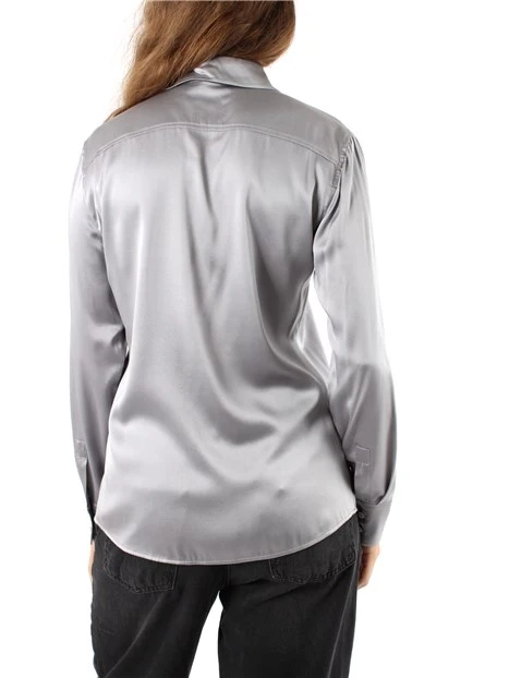 CAMICIA MISTO SETA IN TRAMA LAVATO DONNA GRIGIO