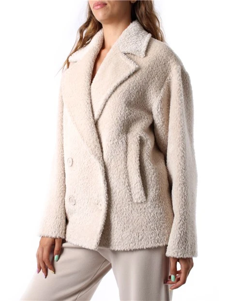 CAPPOTTO CORTO ALPACA E LANA DONNA BIANCO