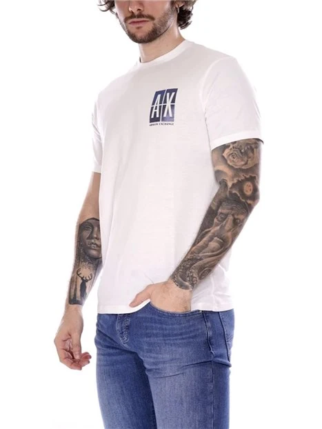 T-SHIRT MANICA CORTA CON STAMPA LOGO A CONTRASTO UOMO BIANCO