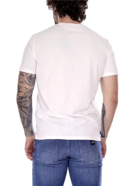 T-SHIRT MANICA CORTA CON STAMPA LOGO A CONTRASTO UOMO BIANCO