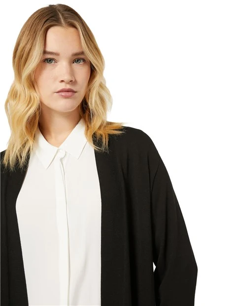 CARDIGAN IN MISTO VISCOSA STRETCH DONNA NERO