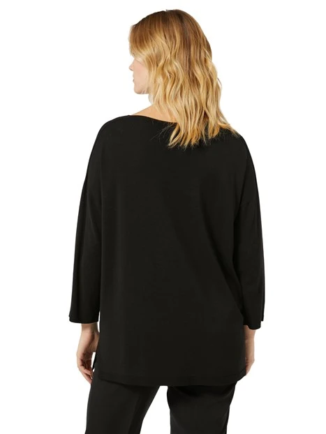 MAGLIA SCOLLO A V MISTO VISCOSA DONNA NERO