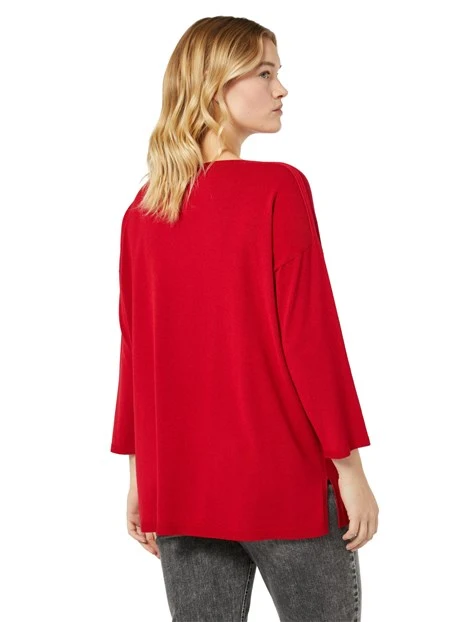 MAGLIA SCOLLO A V MISTO VISCOSA DONNA ROSSO