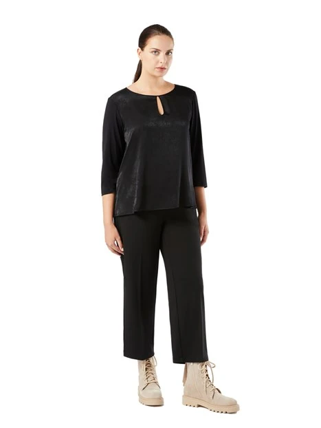 PANTALONI CROPPED IN MAGLIA PUNTO MILANO DONNA NERO