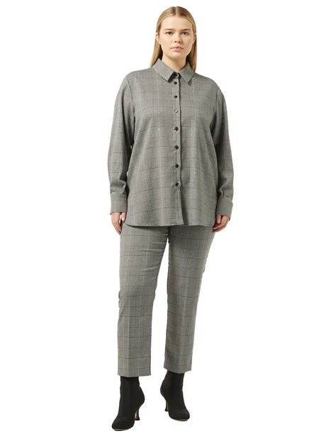 PANTALONI CHINO IN MISTO VISCOSA IN TRAMA DONNA GRIGIO