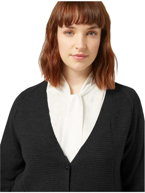 CARDIGAN IN MISTO LANA MERINO DONNA NERO