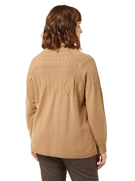 MAGLIA GIROCOLLO IN MISTO VISCOSA E CASHMERE DONNA BEIGE