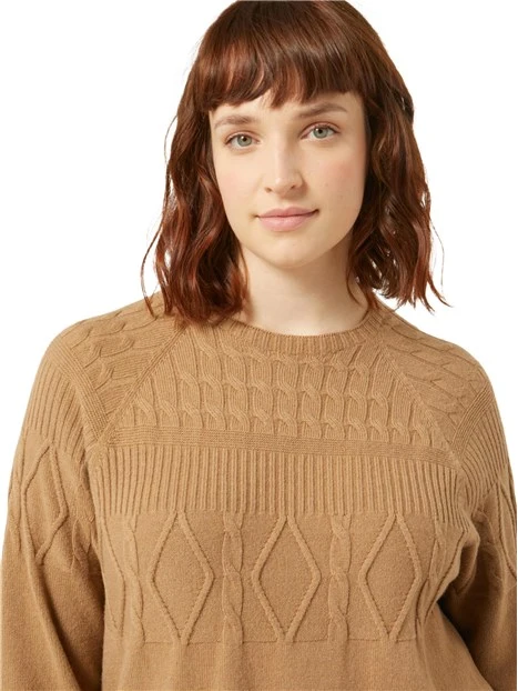 MAGLIA GIROCOLLO IN MISTO VISCOSA E CASHMERE DONNA BEIGE