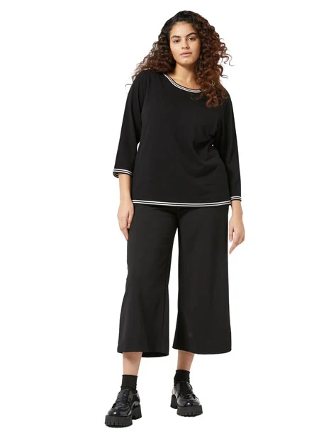 PANTALONI CROPPED IN MAGLIA MONOELASTICA DONNA NERO