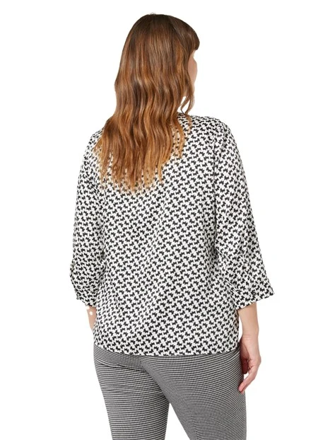 BLUSA IN TWILL CON DISEGNI A FANTASIA DONNA BIANCO