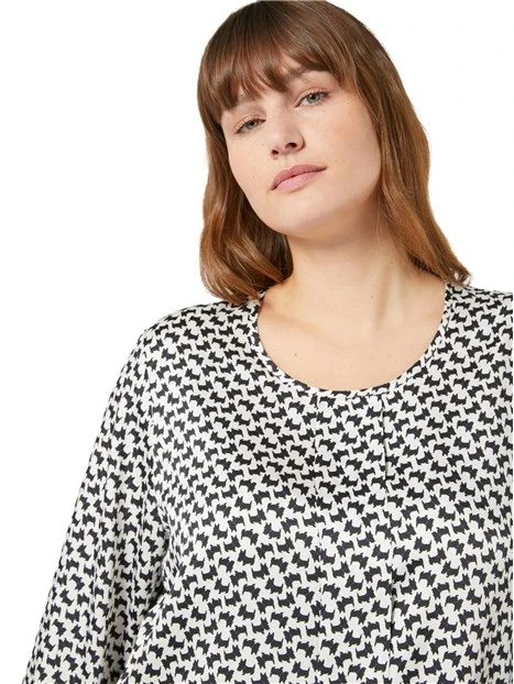 BLUSA IN TWILL CON DISEGNI A FANTASIA DONNA BIANCO