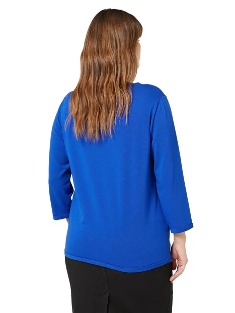 MAGLIA SCOLLO A BARCA IN VISCOSA STRETCH DONNA BLU