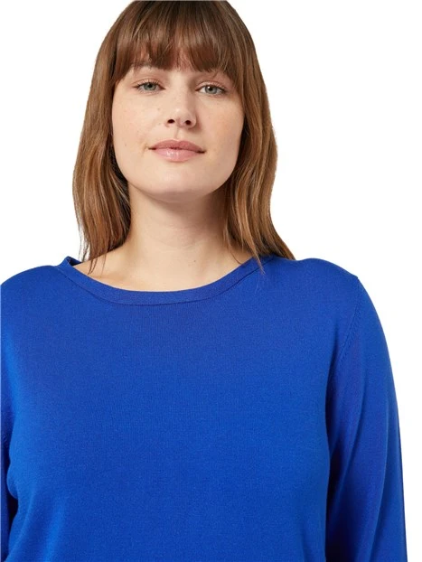 MAGLIA SCOLLO A BARCA IN VISCOSA STRETCH DONNA BLU