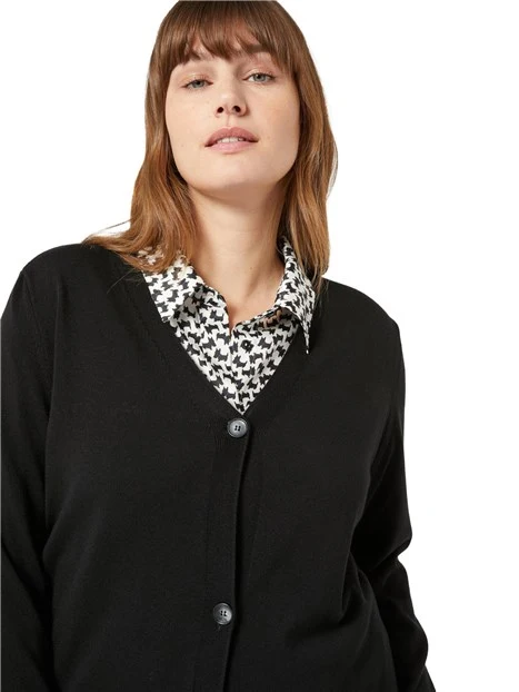 CARDIGAN IN MISTO VISCOSA DONNA NERO