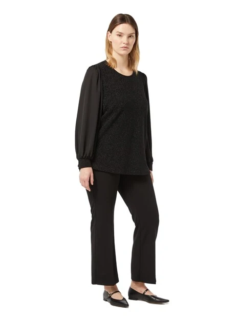 PANTALONI ZAMPA IN CREPE MONOELASTICA DONNA NERO