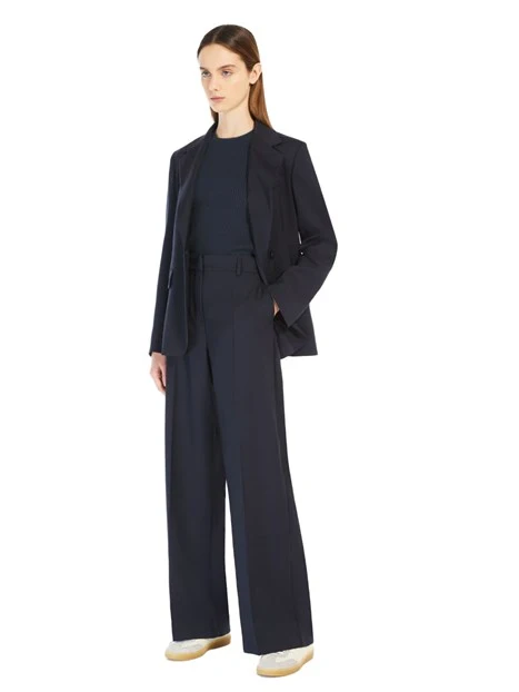 PANTALONI PALAZZO TELA DI PURA LANA DONNA BLU