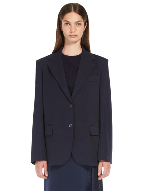 GIACCA BLAZER IN PUNTO MILANO MISTO COTONE DONNA BLU