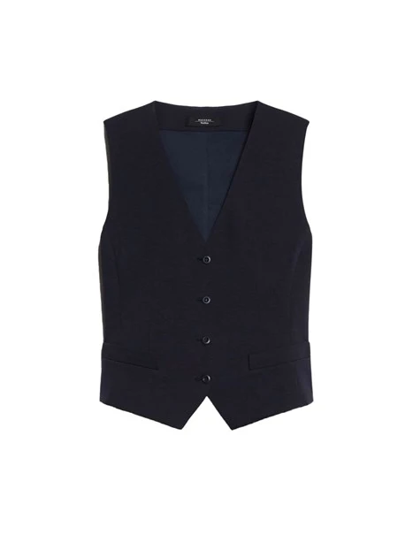 GILET IN MAGLIA PUNTO MILANO MISTO COTONE DONNA BLU