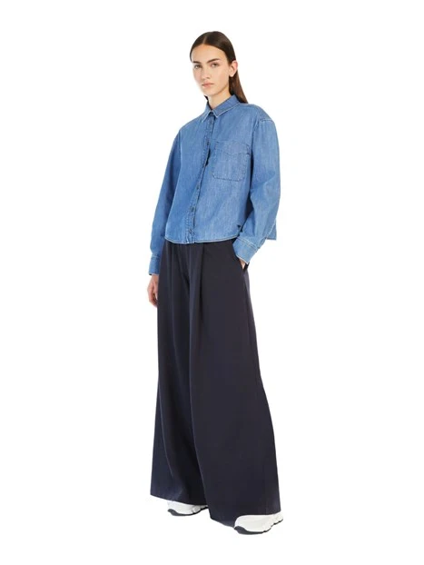 PANTALONI PALAZZO PUNTO MILANO MAGLIA DI MISTO COTONE DONNA BLU