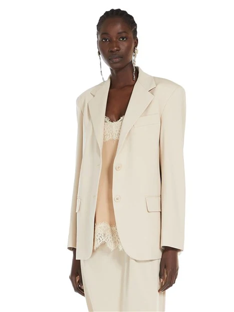 GIACCA BLAZER IN PUNTO MILANO MISTO COTONE DONNA BEIGE