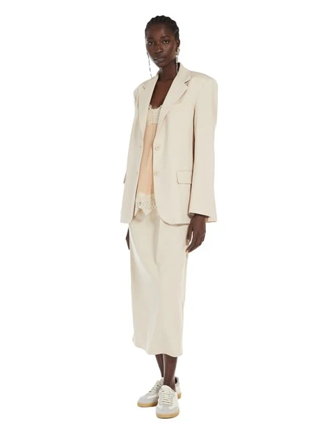 GIACCA BLAZER IN PUNTO MILANO MISTO COTONE DONNA BEIGE